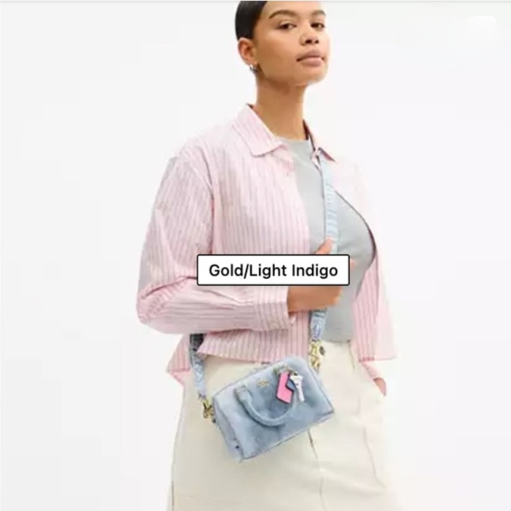 NWT Coach Loved Denim Mini Rowan Crossbody - Blue Denim SAME DAY SHIP - Picture 5 of 12